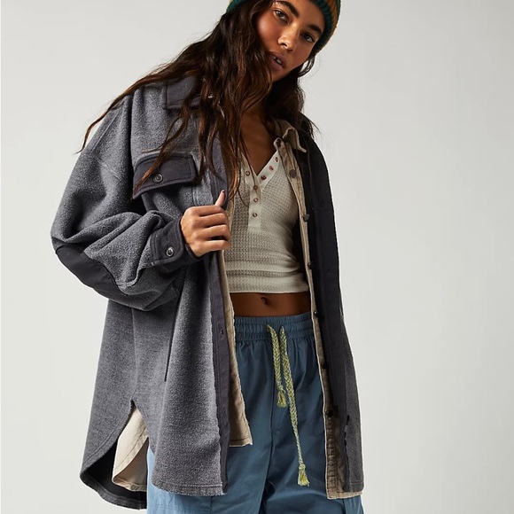 Free People Jackets & Blazers - Ruby Button Down Oversized Jacket In Incense
